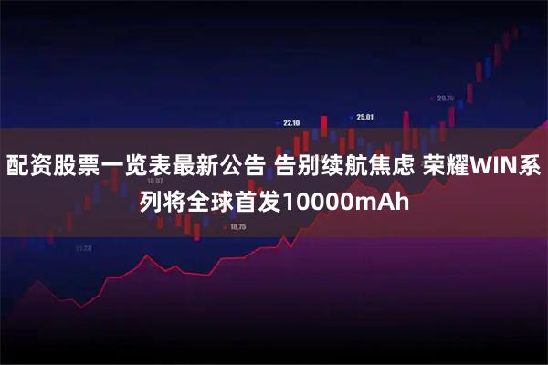 配资股票一览表最新公告 告别续航焦虑 荣耀WIN系列将全球首发10000mAh